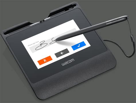 Écran de la tablette Wacom STU-540 affichant une signature manuscrite