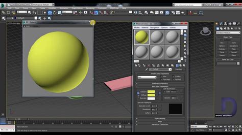 Fenêtre du Compact Material Editor dans 3ds Max avec des sphères de matériaux