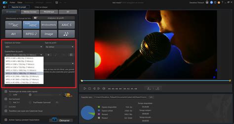 Interface utilisateur de PowerDirector avec ses différentes options de montage