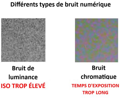 Graphique comparant le bruit de chrominance et le bruit de luminance dans une image photographique.