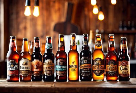 Sélection de bouteilles de bière personnalisées avec différents styles d'étiquettes.