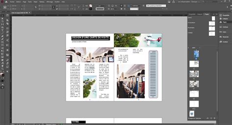Mise en page InDesign avec une image placée et deux guides pour l'alignement du contenu futur.