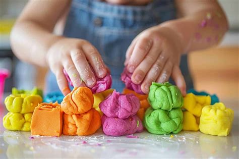 Infographie des ingrédients et étapes de préparation de la pâte à modeler maison