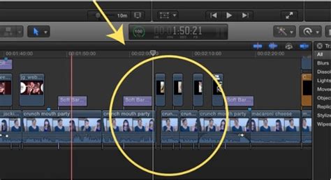 Illustration montrant l'ajout d'un marqueur de chapitre dans la timeline de Final Cut Pro.