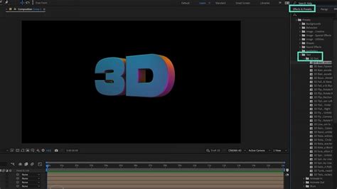 Illustration conceptuelle de texte 3D dynamique dans After Effects