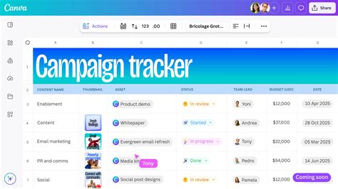 Illustration schématique de l'interface Canva Sheets avec une cellule sélectionnée et la barre de formule visible.