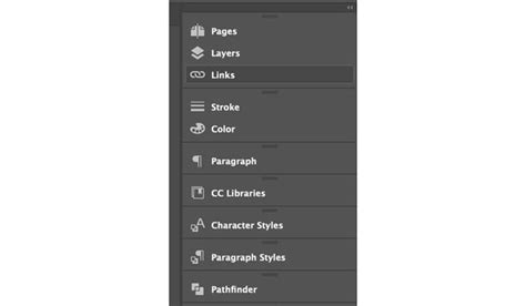 Capture d'écran du panneau Liens dans InDesign, mettant en évidence les icônes d'alerte