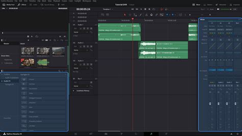 Paramètres du niveau d'intensité sonore dans le menu Fairlight de DaVinci Resolve