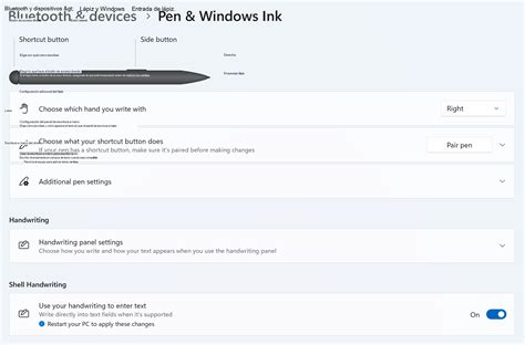 Schéma montrant l'interface des paramètres de Windows Ink dans Photoshop avec la case 