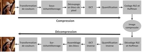 Schéma illustrant le processus de compression avec perte de données du format JPEG par rapport à la conservation intégrale des données en TIFF