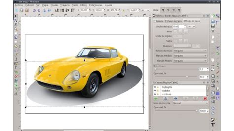 Illustration de l'interface utilisateur d'Inkscape avec des outils de dessin vectoriel