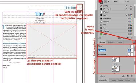 Capture d'écran montrant l'outil Page dans InDesign, avec des exemples de règles de mise en page liquides et de poignées de redimensionnement.