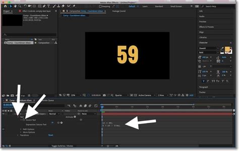 Extrait de code d'une expression simple dans After Effects pour l'animation de texte