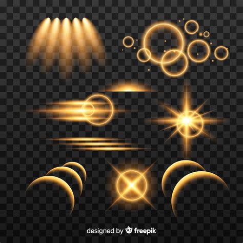 Collage montrant différents types d'effets lumineux dans Photoshop : néon, éclat d'objectif, halo, texte lueur, lueur douce.