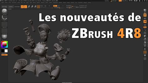 Infographie présentant les nouveautés majeures de ZBrush 4R8