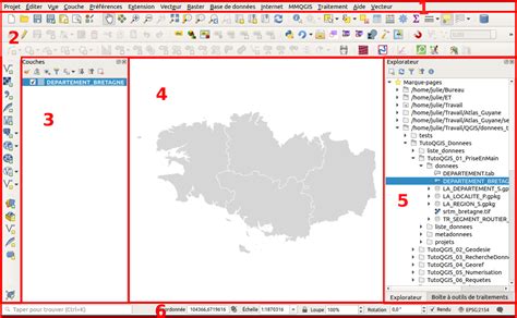 Interface principale de Scribus avec les barres d'outils et les panneaux