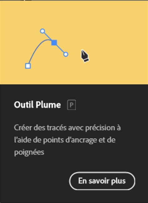 Schéma illustrant la création d'une courbe avec l'outil Plume, montrant le positionnement des points d'ancrage et les lignes directrices.