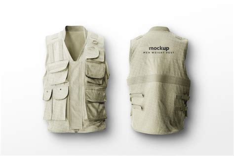 Maquette de gilet blanc sur cintre, montrant différentes options de personnalisation