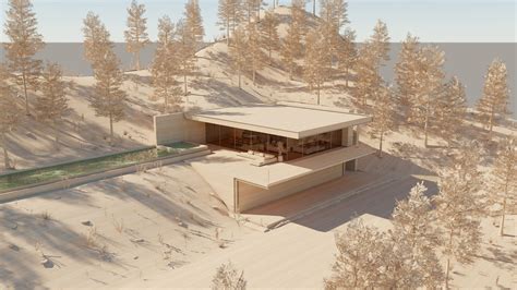 Exemple de rendu architectural utilisant l'outil Océan de Lumion pour simuler une étendue d'eau