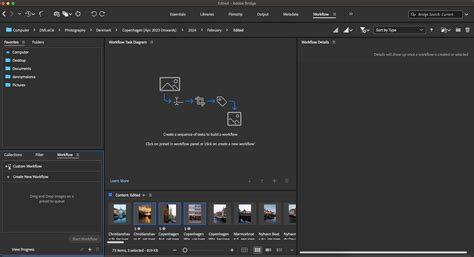 Capture d'écran de la gestion des snippets dans Adobe Bridge
