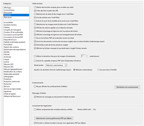 Capture d'écran montrant la boîte de dialogue des Préférences pour configurer la barre des modules externes.