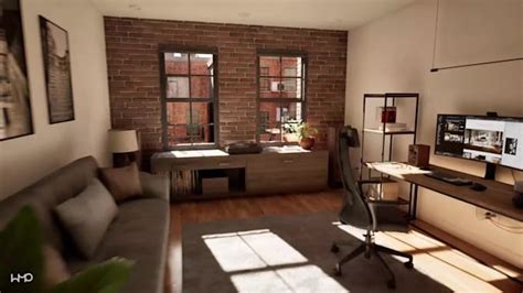 Illustration de l'interface de Redshift pour Archviz avec une scène architecturale rendue.