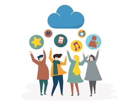 Illustration représentant le concept de stockage et de partage d'images en ligne