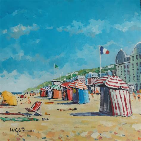 Composition de plusieurs tableaux représentant différentes scènes marines : un voilier, une plage tropicale, une tempête.