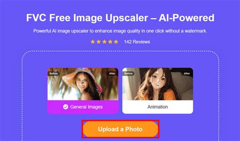 Interface de FVC Free Image Upscaler avec options de grossissement