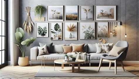 Exemple de décoration murale avec plusieurs toiles canvas de différentes tailles et photos