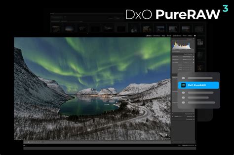 Interface de DxO PureRAW montrant les options de correction optique et de débruitage