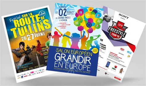 Illustration d'une variété de brochures et de flyers créés avec l'outil 