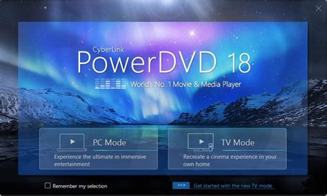 Interface principale de PowerDVD 18 avec ses options de lecture